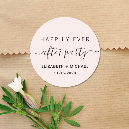 Gelukkig ooit na partij roze weddenschappen ronde sticker