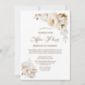 Gelukkig ooit na Party Cream Floral Receptie Kaart (Voorkant)