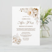 Gelukkig ooit na Party Cream Floral Receptie Kaart (Staand voorkant)