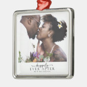 Gelukkig ooit na Passen getrouwd bruiloft foto Metalen Ornament (Links)