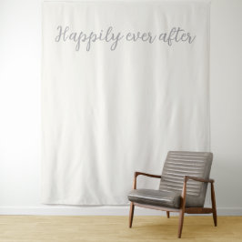 Gelukkig ooit na Pearl White Silver achtergrond Wandkleed