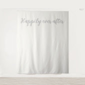 Gelukkig ooit na Pearl White Silver achtergrond Wandkleed (Voorkant)