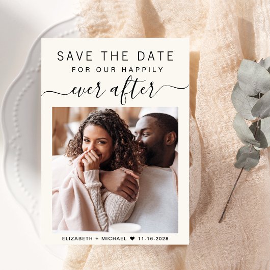 Gelukkig ooit na Photo Cream Wedding Save The Date