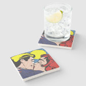 Gelukkig ooit na Pop Art Stone Onderzetter (Zijkant)