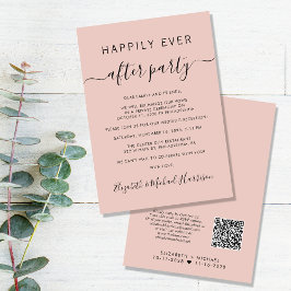 Gelukkig ooit na QR Code Blush Wedding Reception Kaart