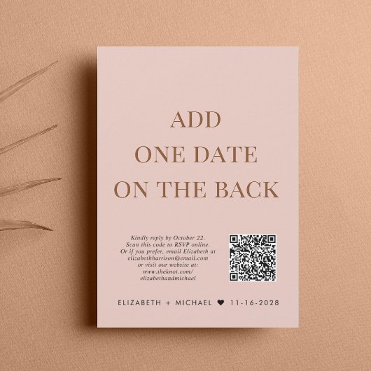 Gelukkig ooit na QR Code Blush Wedding Reception Kaart