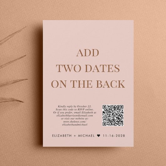 Gelukkig ooit na QR Code Blush Wedding Reception Kaart