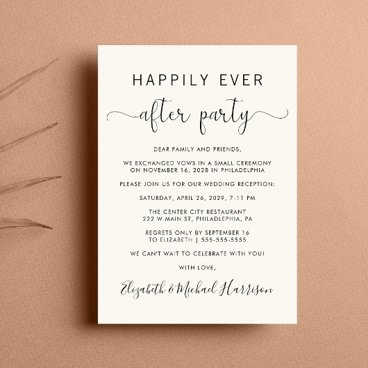 Gelukkig ooit na QR Code Cream Wedding Reception Kaart