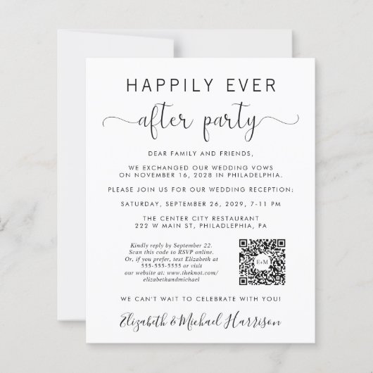 Gelukkig ooit na QR Code Foto Wedding Reception (Voorkant)