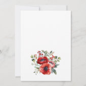 Gelukkig ooit na rode bloemenbruiloft receptie kaart (Achterkant)