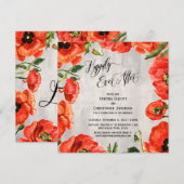 Gelukkig ooit na rode papaver op houtontvangst kaart (Voorkant / Achterkant)