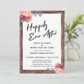 Gelukkig ooit na Roos Gold Glitter en Flowers Kaart (Staand voorkant)