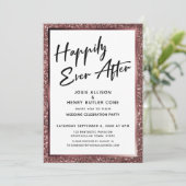 Gelukkig ooit na Roos Gold Glitter Reception Kaart (Staand voorkant)