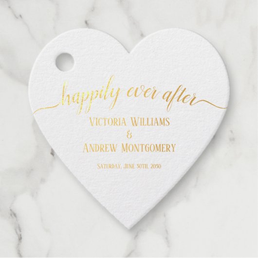 Gelukkig ooit na Roos Gold Script Wedding Folie Bedankjes Labels (Voorkant)