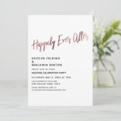 Gelukkig ooit na Roos Gold Wedding Reception Kaart (Staand voorkant)