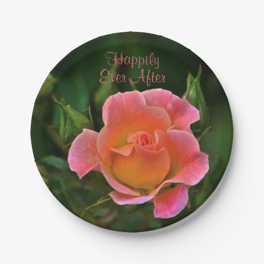 Gelukkig ooit na Roos Papieren Bordje (Voorkant)