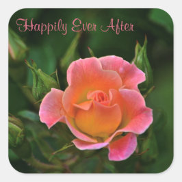 Gelukkig ooit na Roos Vierkante Sticker