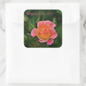 Gelukkig ooit na Roos Vierkante Sticker (Tas)