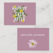 Gelukkig ooit na roze en gele bloemen plaatskaartje (Voorkant / Achterkant)