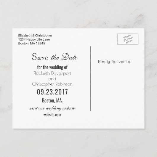 Gelukkig ooit na roze harten bewaar de datum aankondigingskaart (Achterkant)