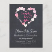 Gelukkig ooit na roze harten bewaar de datum aankondigingskaart (Voorkant)