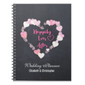 Gelukkig ooit na roze harten bruiloft planner notitieboek (Voorkant)