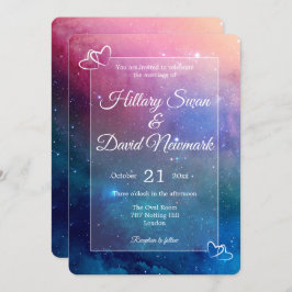 Gelukkig ooit na roze nebula bruiloft kaart