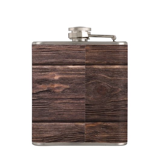 Gelukkig ooit na rustieke bruine bruiloft monogram heupfles (Achterkant)