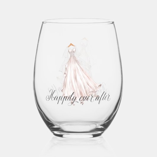 Gelukkig ooit na rustieke land trouwjurk wijnglas zonder voet (Achterkant)