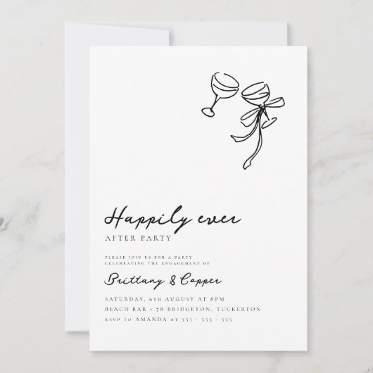 Gelukkig ooit na Scribble Bow Elopement bruiloft Kaart (Voorkant)