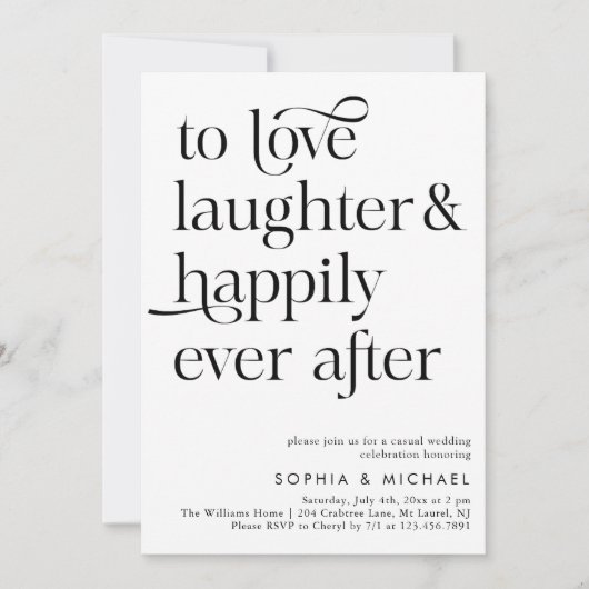 Gelukkig ooit na script Casual bruiloft Kaart (Voorkant)