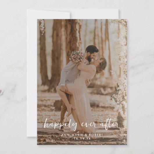 Gelukkig ooit na script overlay foto bruiloft aankondiging (Voorkant)
