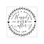 Gelukkig ooit na Script Pas getrouwd trouwdatum Rubberstempel (Afrduk)