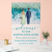 Gelukkig ooit na strand bruiloft welkom Frosted Acryl Bord (Huwelijk)