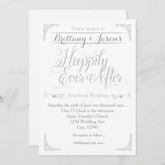 Gelukkig ooit na verhalenboek bruiloft uitnodiging (Voorkant / Achterkant)