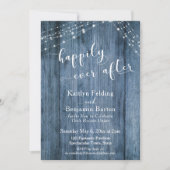 Gelukkig ooit na w/ Rustic Blue Wood & Lichten Kaart (Voorkant)