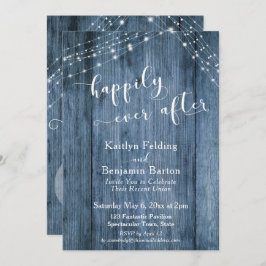 Gelukkig ooit na w/ Rustic Blue Wood & Lichten Kaart