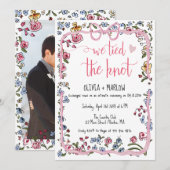 Gelukkig ooit na waterverf bloemenboog kaart (Voorkant / Achterkant)