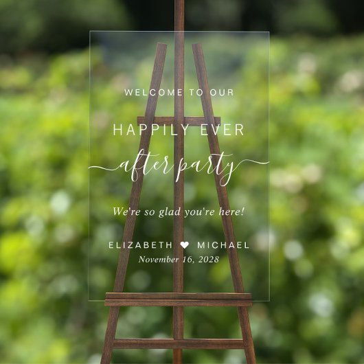 Gelukkig ooit na witte bruiloft receptie welkom acryl bord