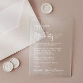 Gelukkig ooit na witte script bruiloft receptie acryl uitnodigingen