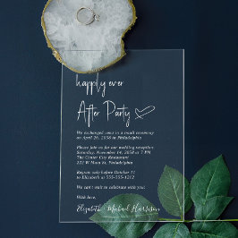 Gelukkig ooit na witte script bruiloft receptie acryl uitnodigingen