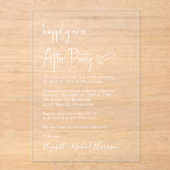 Gelukkig ooit na witte script bruiloft receptie acryl uitnodigingen (Voorkant)