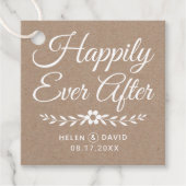 Gelukkig ooit na witte typografie rustieke bruilof bedankjes labels (Voorkant)