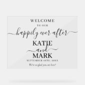 Gelukkig ooit na zwart welkom transparant acryl bord (Voorkant)