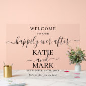 Gelukkig ooit na zwart welkom transparant acryl bord (Huwelijk)