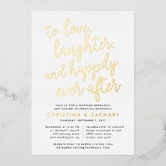 Gelukkig Ooit | repetitief diner Folie Uitnodiging (Voorkant)