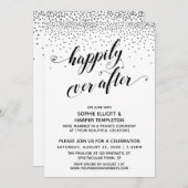 Gelukkig ooit Zilver Confetti van het Manuscript v Kaart (Voorkant / Achterkant)