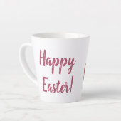 gelukkig ooster, schattige waterverf konijntje zit latte mok (Linkerhoek)