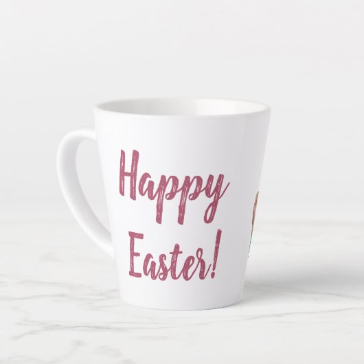 gelukkig ooster, schattige waterverf konijntje zit latte mok (Linkerhoek)