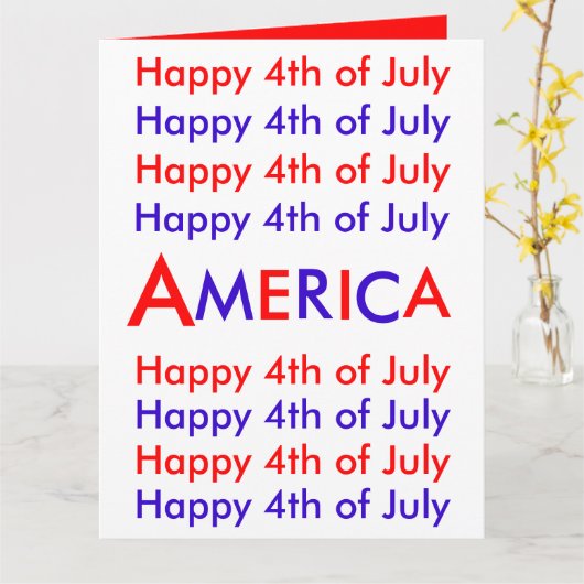 Gelukkig op 4 juli, Amerika, Wenskaart Kaart (Gele Bloem)